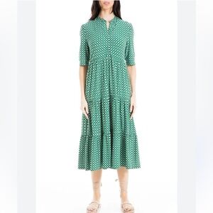 Max studio L Green Patterned Women's Dress